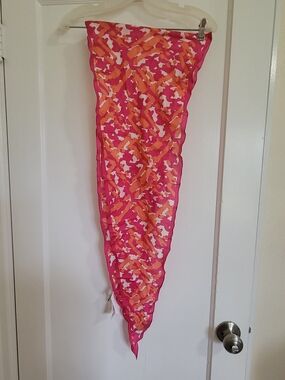 NWT LOFT Bright Pink & Orange Printed Scarf